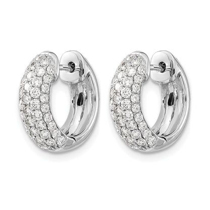 14K Weißgold Creolen mit echten Diamanten und Scharniermechanismus
