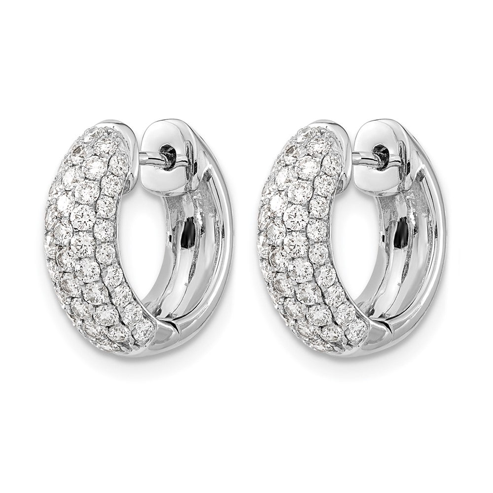 14K Weißgold Creolen mit echten Diamanten und Scharniermechanismus