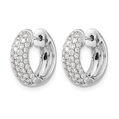14K Weißgold Creolen mit echten Diamanten und Scharniermechanismus