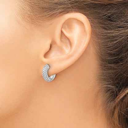 14K Weißgold Creolen mit echten Diamanten und Scharniermechanismus