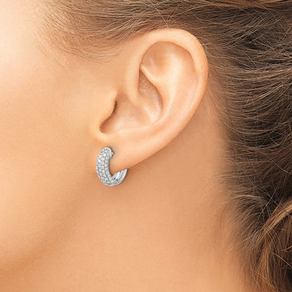 14K Weißgold Creolen mit echten Diamanten und Scharniermechanismus