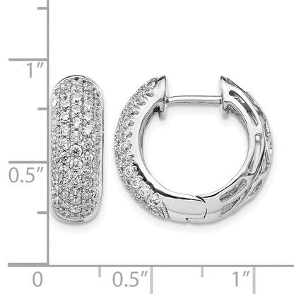 14K Weißgold Creolen mit echten Diamanten und Klappscharnier