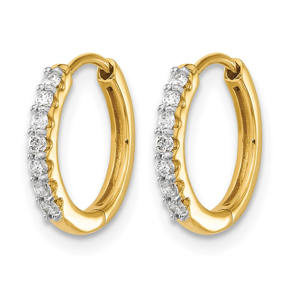 14K Gelbgold Creolen mit Scharnier, Weiß, 0,125 ct. Labor gezüchtete Diamanten VS/SI+ G+