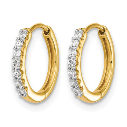 14K Gelbgold Creolen mit Scharnier, Weiß, 0,125 ct. Labor gezüchtete Diamanten VS/SI+ G+