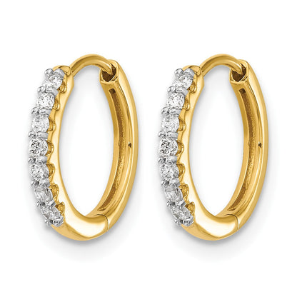 14K Gelbgold Creolen mit echten Diamanten, Klappscharnier