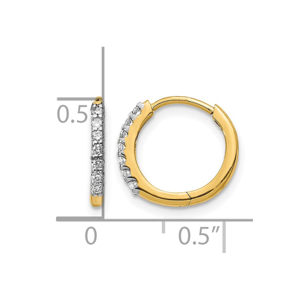 14K Gelbgold Creolen mit Scharnier, Weiß, 0,125 ct. Labor gezüchtete Diamanten VS/SI+ G+