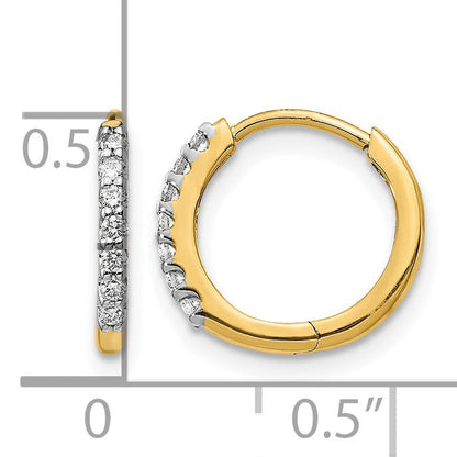 14K Gelbgold Creolen mit echten Diamanten, Klappscharnier