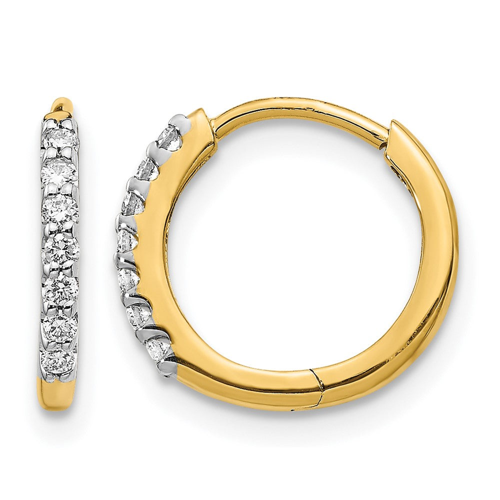 14K Gelbgold Creolen mit Scharnier, Weiß, 0,125 ct. Labor gezüchtete Diamanten VS/SI+ G+