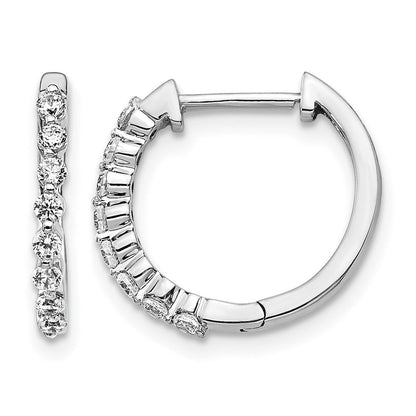 14K Weißgold Creolen mit echten Diamanten und Klappscharnier