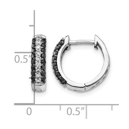 10K Weißgold und Schwarz Diamant Klappbar Creolen