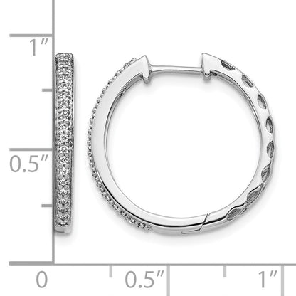 14K Weißgold Creolen mit echten Diamanten, 2 mm, mit Klappscharnier