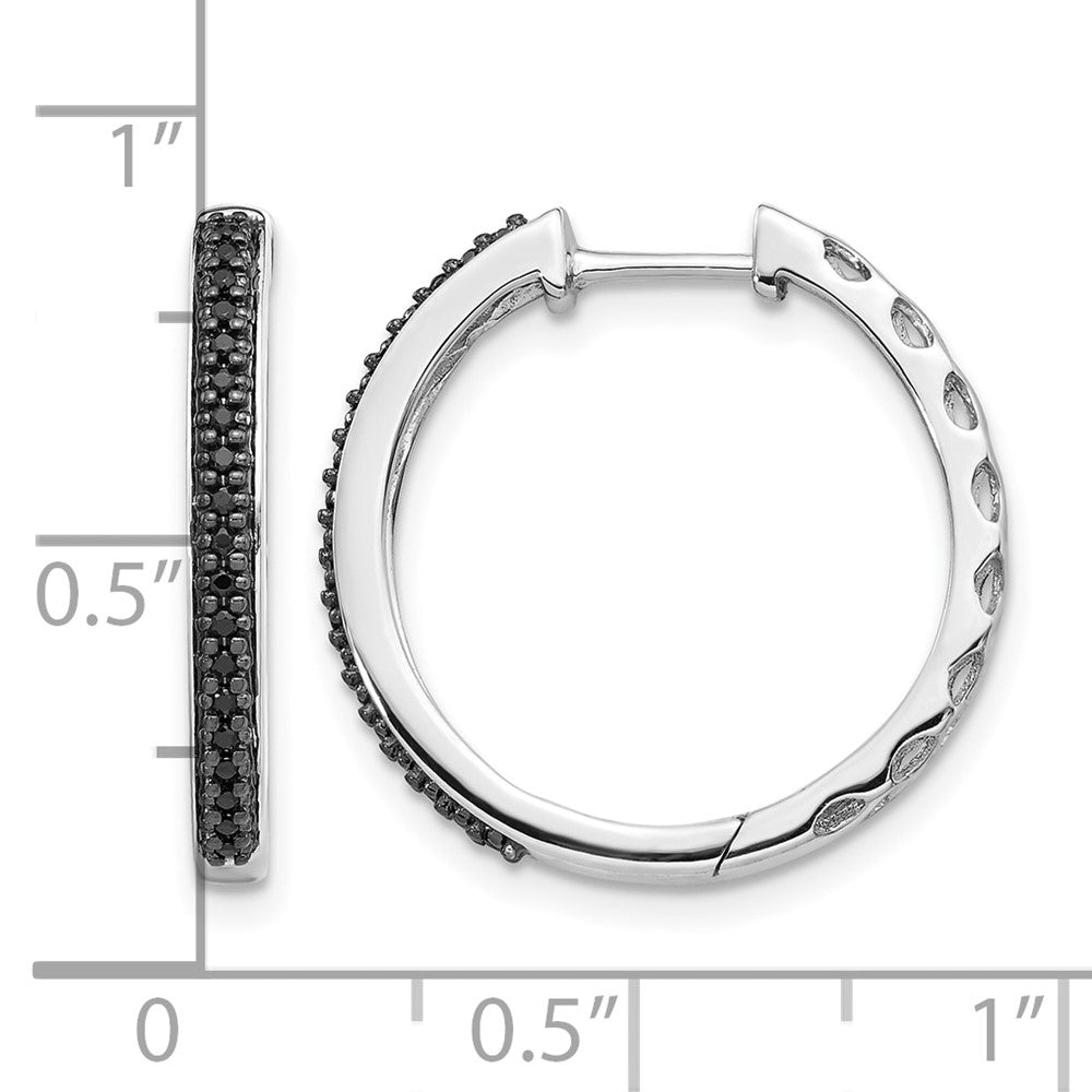 10K Weißgold Schwarz Diamant 2mm Klappbar Creolen