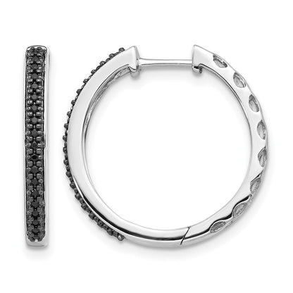 10K Weißgold Schwarz Diamant 2mm Klappbar Creolen