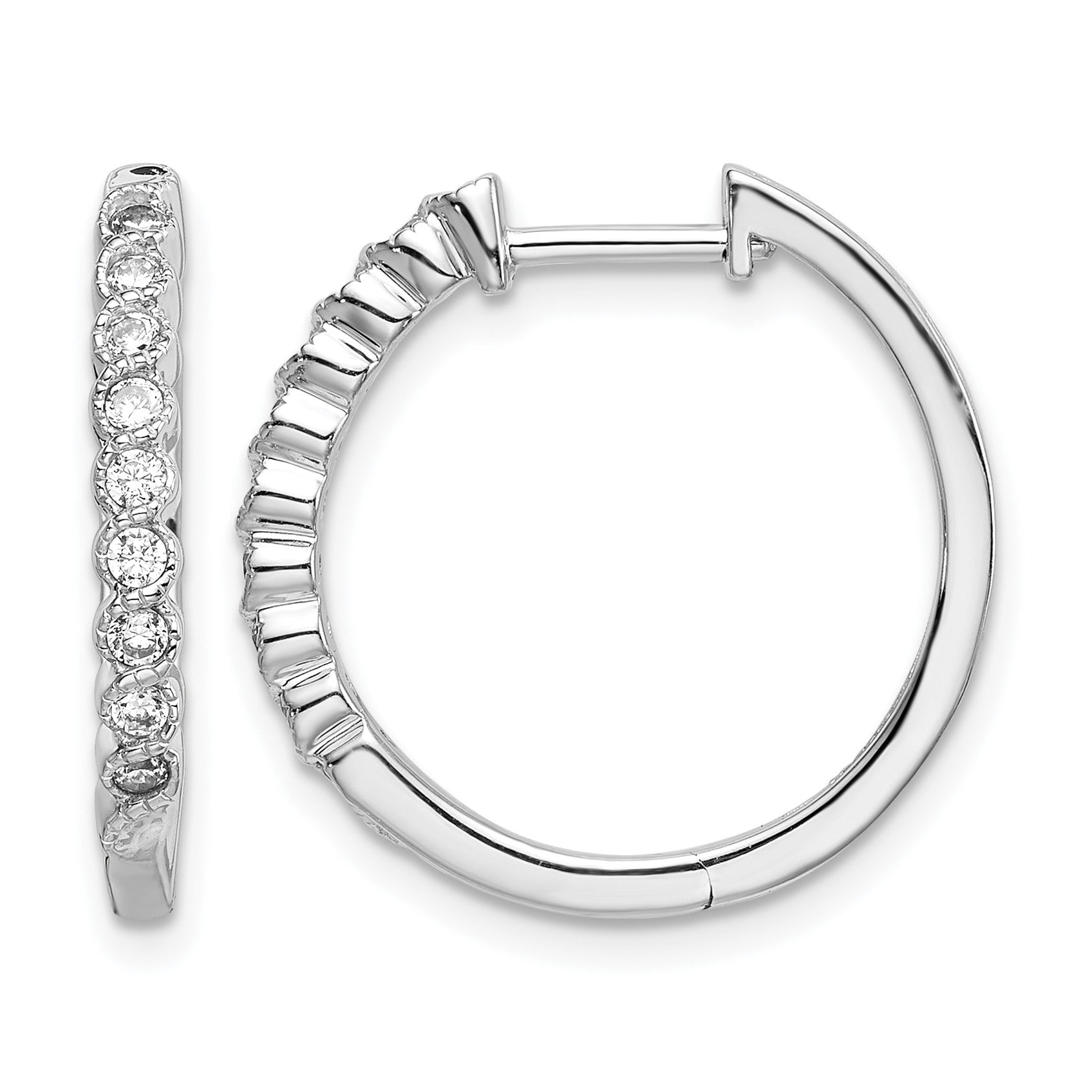 14K Weißgold Diamant-Creolen mit Klappscharnier, poliert, 0,x ct. Wait, no carat weight was specified in the input. 14K Weißgold Creolen mit echten Diamanten und Klappscharnier, poliert