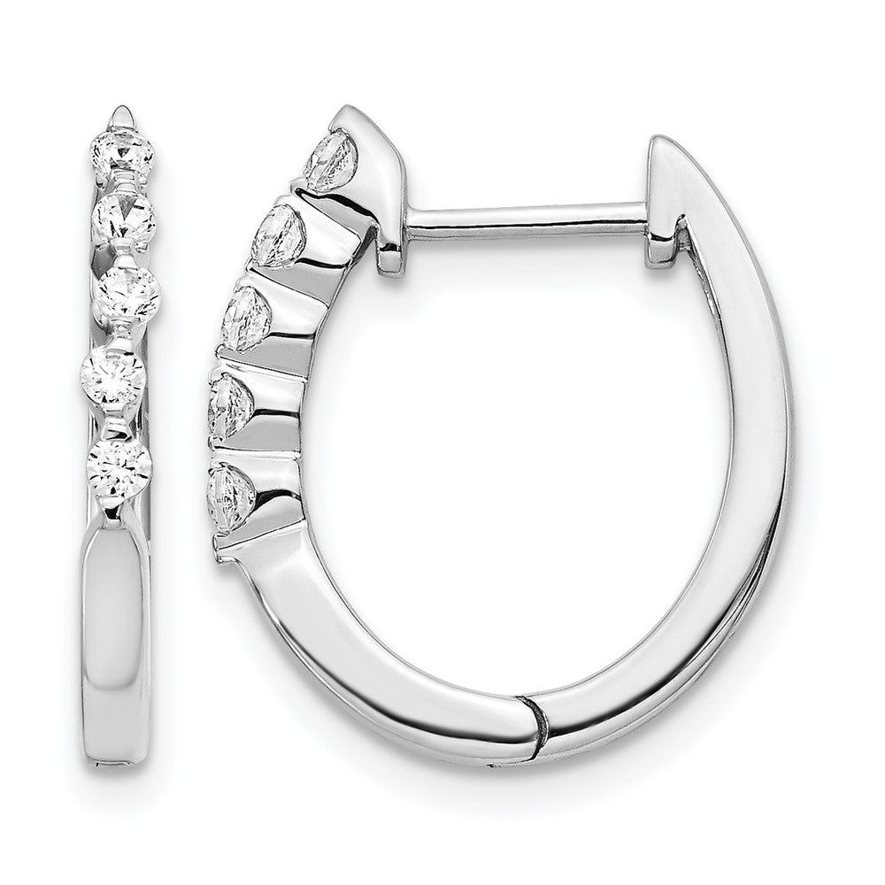 14K Weißgold Creolen mit Klappscharnier und echten Diamanten