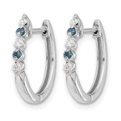 14K Weißgold Creolen mit blauen/weißen echten Diamanten