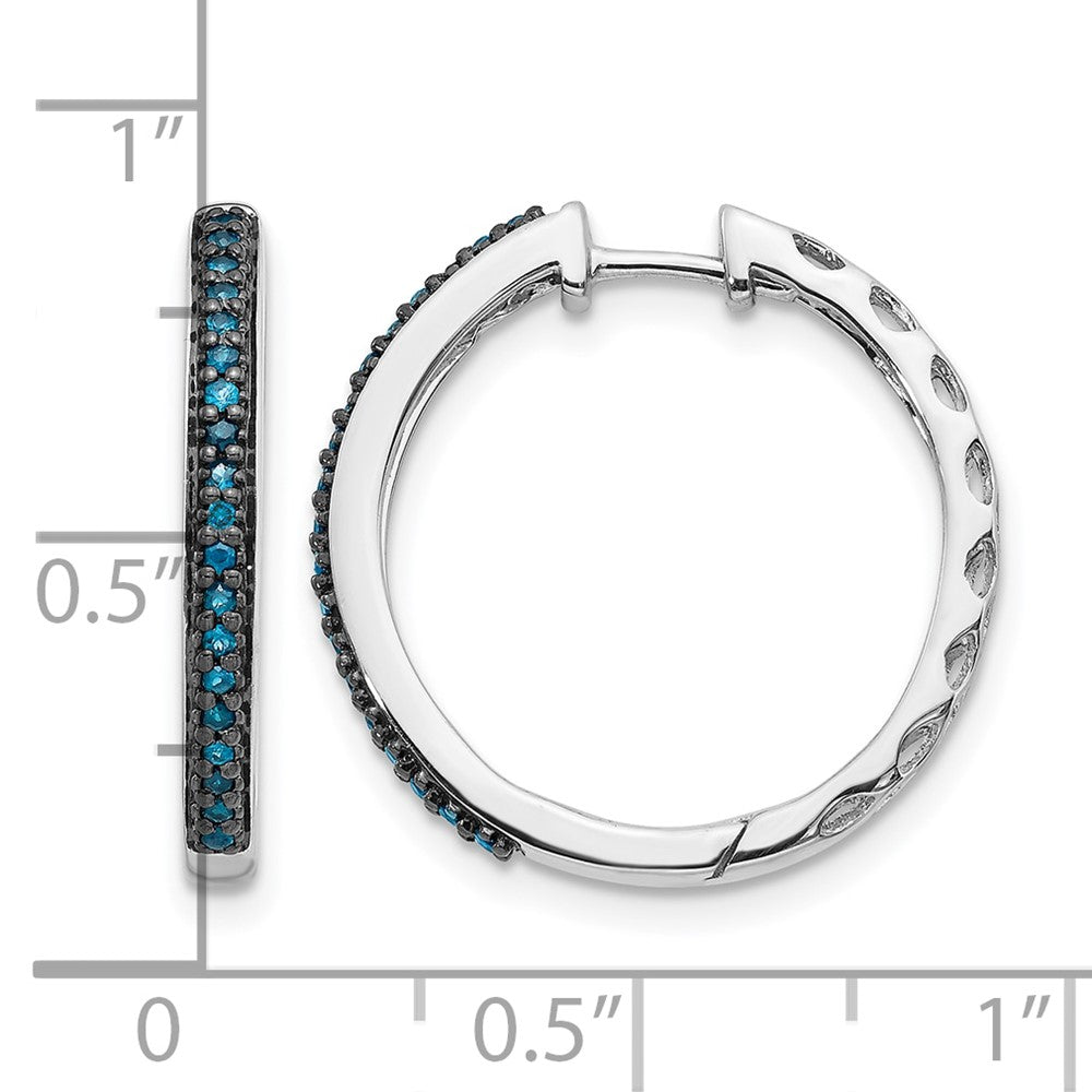 14K Weißgold Blau Diamant 2.2mm Klappbar Creolen