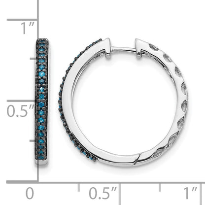 14K Weißgold Blau Diamant 2.2mm Klappbar Creolen