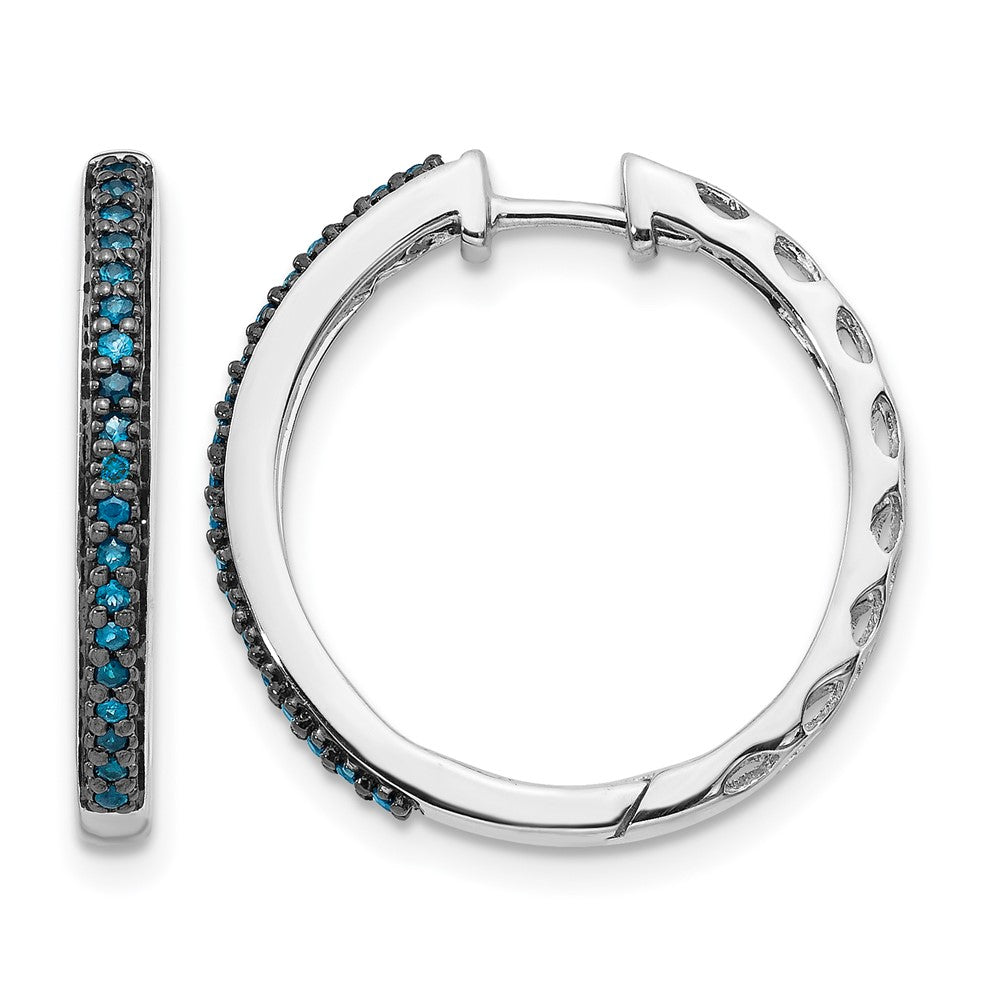 14K Weißgold Blau Diamant 2.2mm Klappbar Creolen