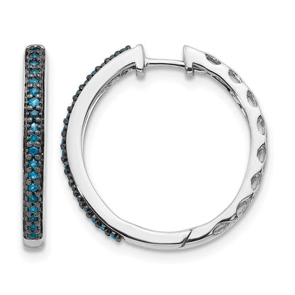 14K Weißgold Blau Diamant 2.2mm Klappbar Creolen