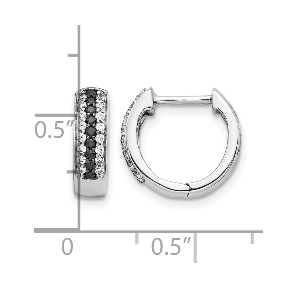 10K Weißgold Schwarz und Diamant Klappbar Creolen