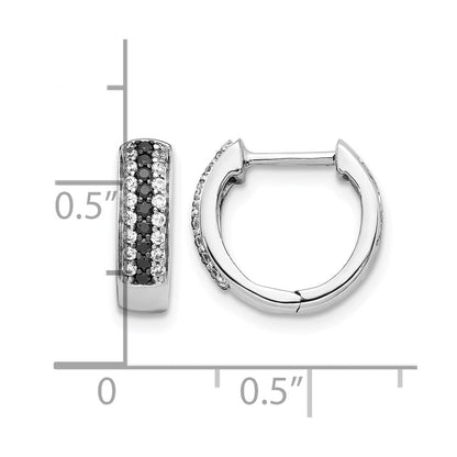 10K Weißgold Schwarz und Diamant Klappbar Creolen