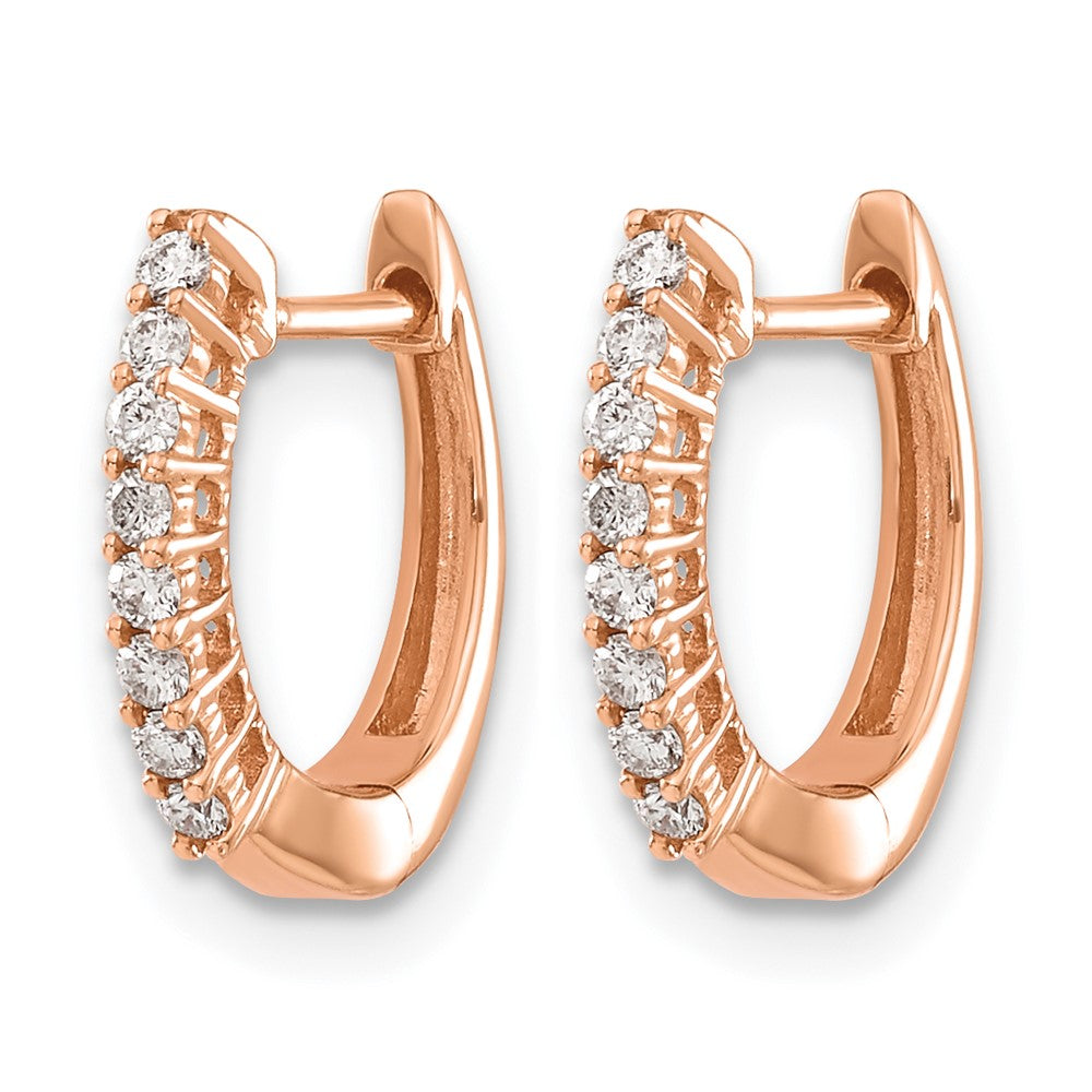 14K Roségold Hochglanz-Creolen mit echten Diamanten und Klappscharnier