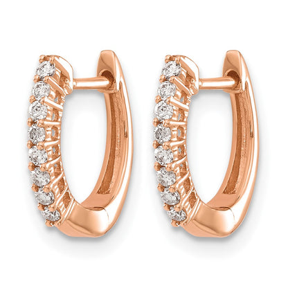 14K Roségold Hochglanz-Creolen mit echten Diamanten und Klappscharnier