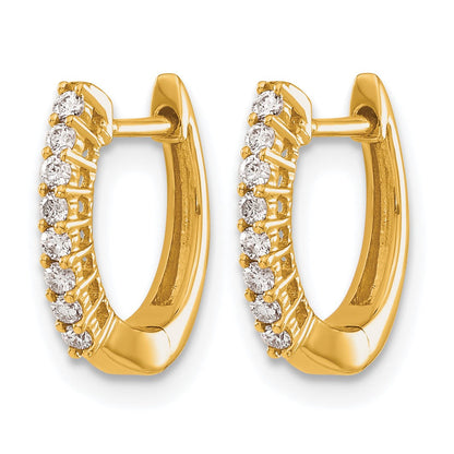 14K Gelbgold Polierte Echte Diamant-Creolen mit Scharnier