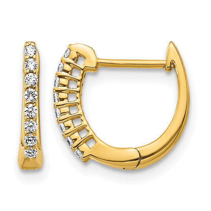 14K Gelbgold Polierte Echte Diamant-Creolen mit Scharnier