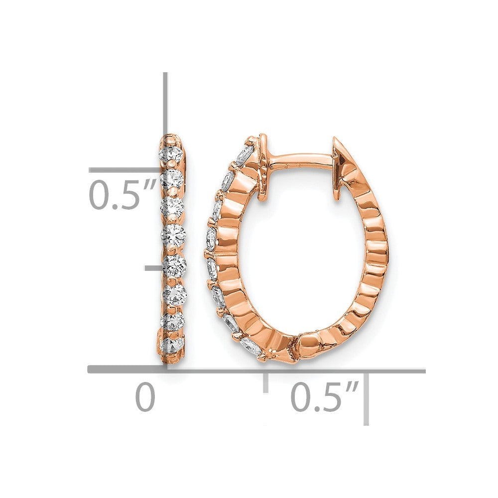 14K Roségold Creolen mit AA echten Diamanten und Klappscharnier