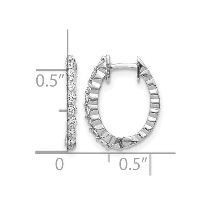 14K Weißgold Creolen mit echten Diamanten und Scharnier