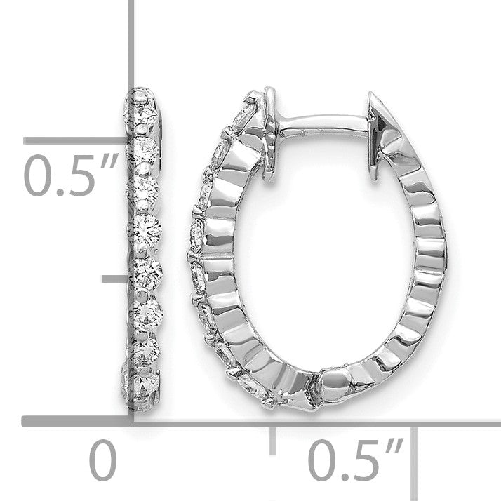 14K Weißgold Creolen mit echten VS Diamanten und Scharnier