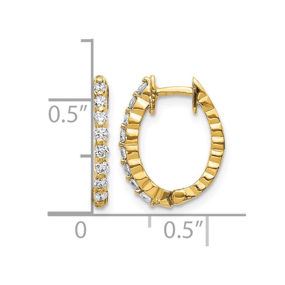 14K Gelbgold Creolen mit echten Diamanten und Klappscharnier