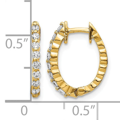 14K Gelbgold Creolen mit echten Diamanten und Scharnier