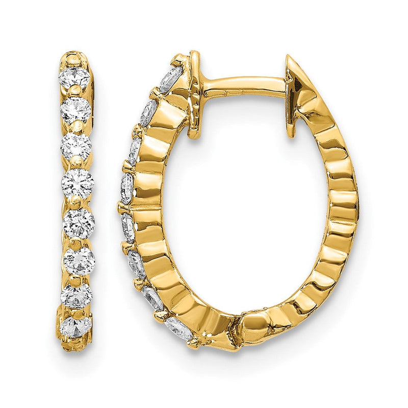 14K Gelbgold Creolen mit echten Diamanten