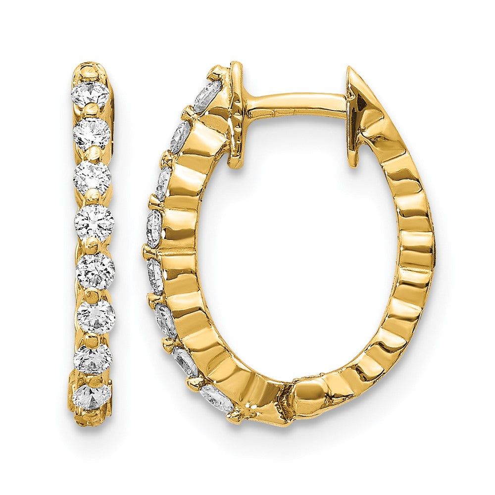 14K Gelbgold Creolen mit echten Diamanten und Klappscharnier