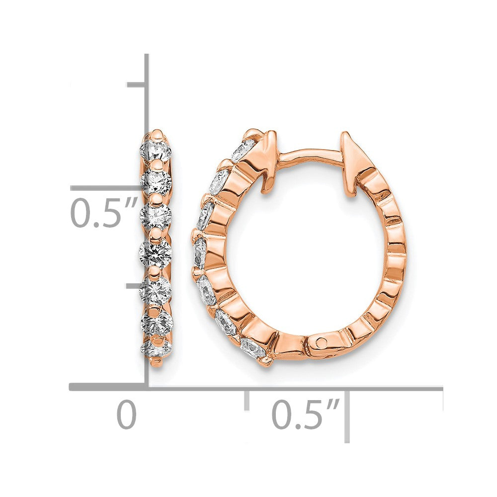 14K Roségold Creolen mit Klappscharnier und echten Diamanten der Qualität AA