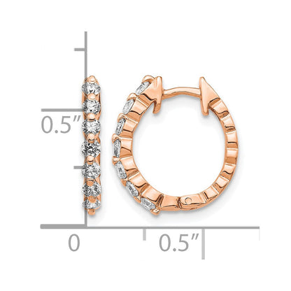 14K Roségold Creolen mit Klappscharnier und echten Diamanten der Qualität AA