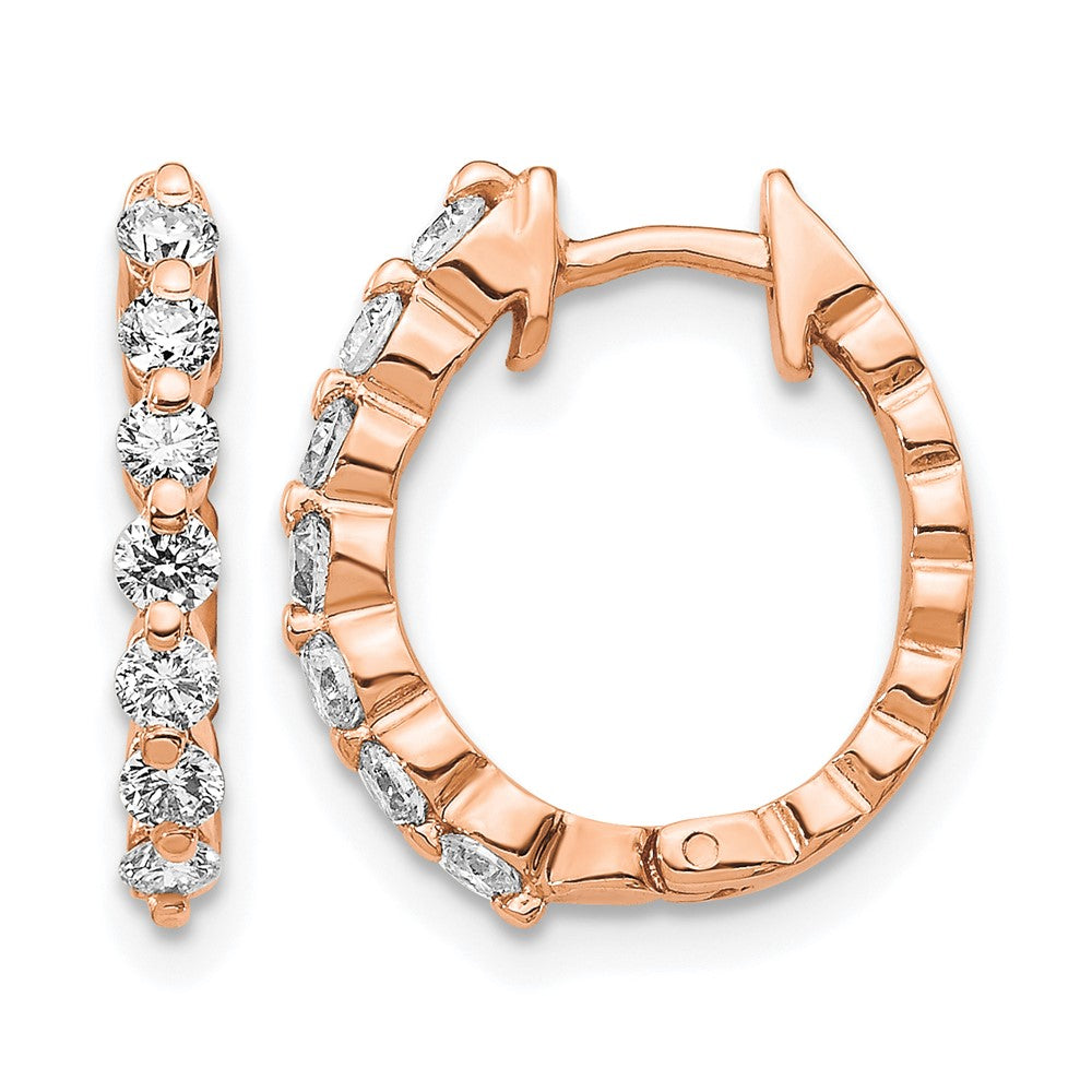 14K Roségold Creolen mit Klappscharnier und echten Diamanten der Qualität AA