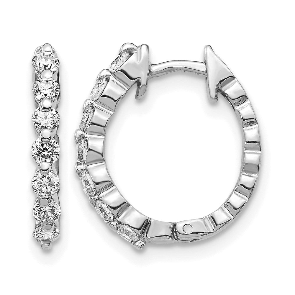 14K Weißgold Creolen mit AA echten Diamanten, Klappscharnier