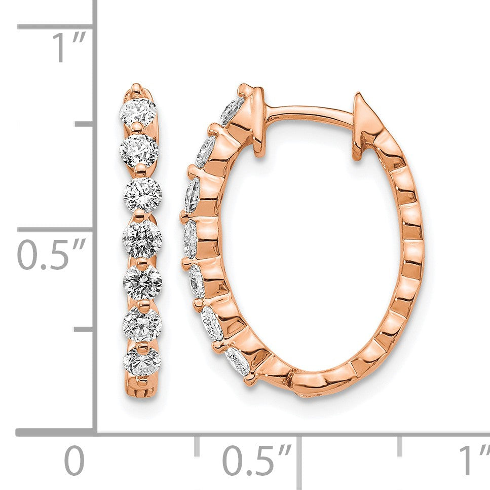 14K Roségold Creolen mit Klappscharnier und echten AA-Diamanten