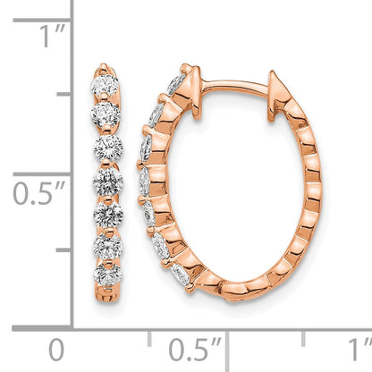 14K Roségold Creolen mit Klappscharnier und echten AA-Diamanten