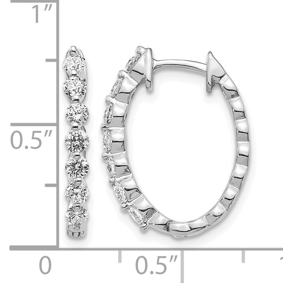 14K Weißgold Creolen mit echten AA-Diamanten und Klappscharnier