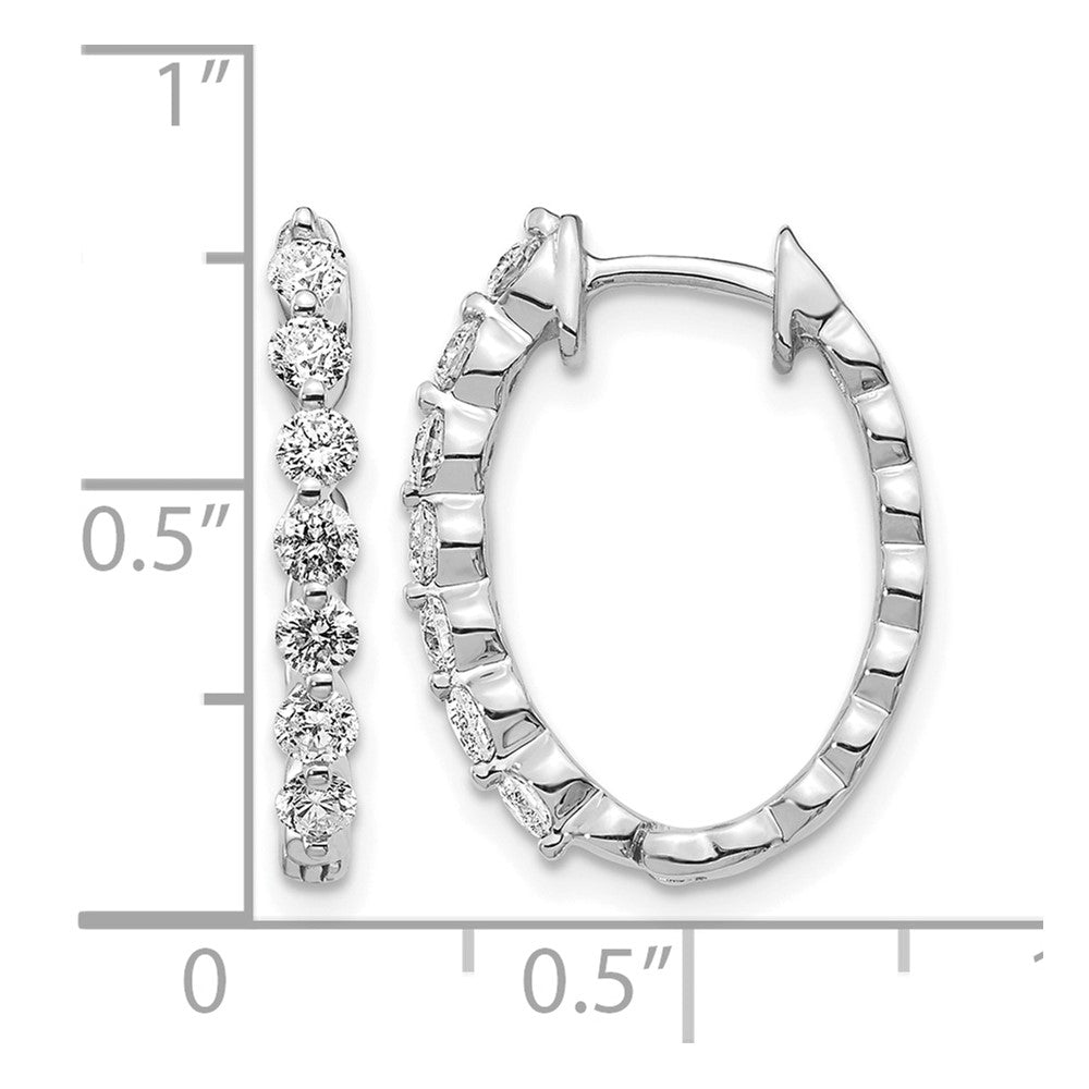 14K Weißgold Creolen mit echten AA-Diamanten und Klappscharnier