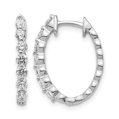 14K Weißgold Creolen mit echten AA-Diamanten und Klappscharnier