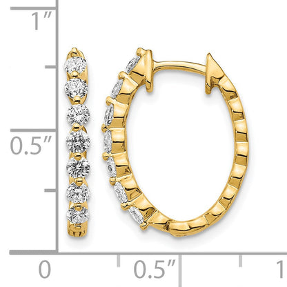 14K Gelbgold Creolen mit echten Diamanten und Scharnierverschluss