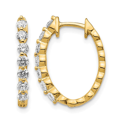 14K Gelbgold Creolen mit echten Diamanten und Scharnierverschluss