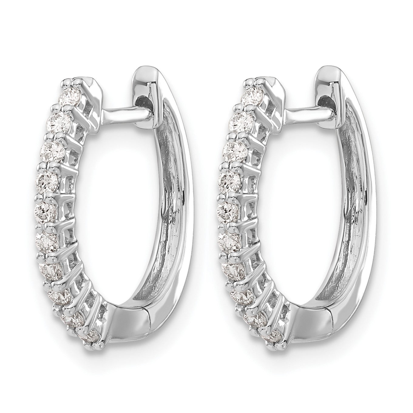 14K Weißgold Creolen mit echten Diamanten und Klappscharnier