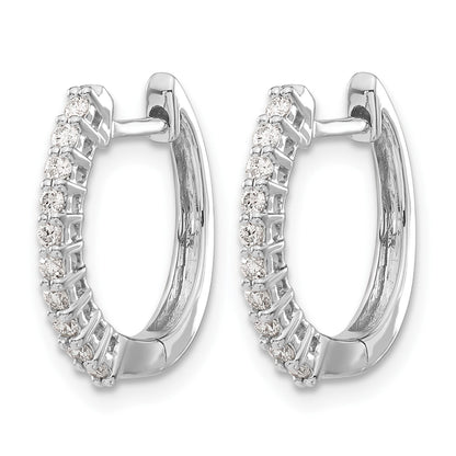14K Weißgold Creolen mit echten Diamanten und Klappscharnier